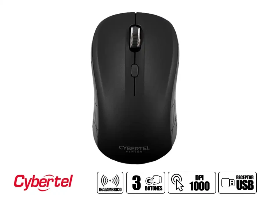 Mouse Inalambrico Cybertel Newton Cyb M319 (cyb M319-bk) Hasta 1000 Dpi, Receptor Usb, Negro