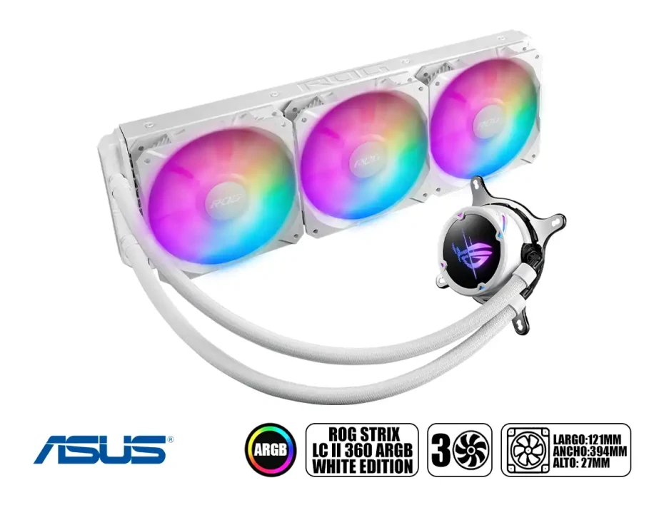 Sistema De Enfriamiento Liquido Asus Rog Strix Lc Ii 360 Argb White Edition (90rc00f2-m0aay4)