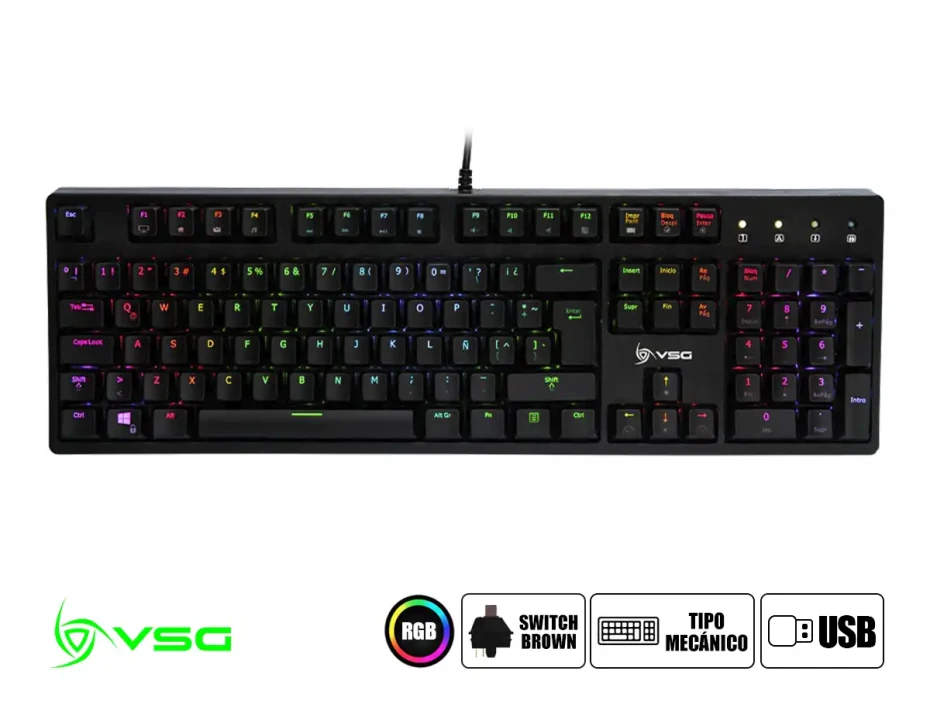 Teclado Gamer Vsg Alnilam (vg-km983-blk-brw) Mecanico, Switch Brown, Led Rgb, Negro