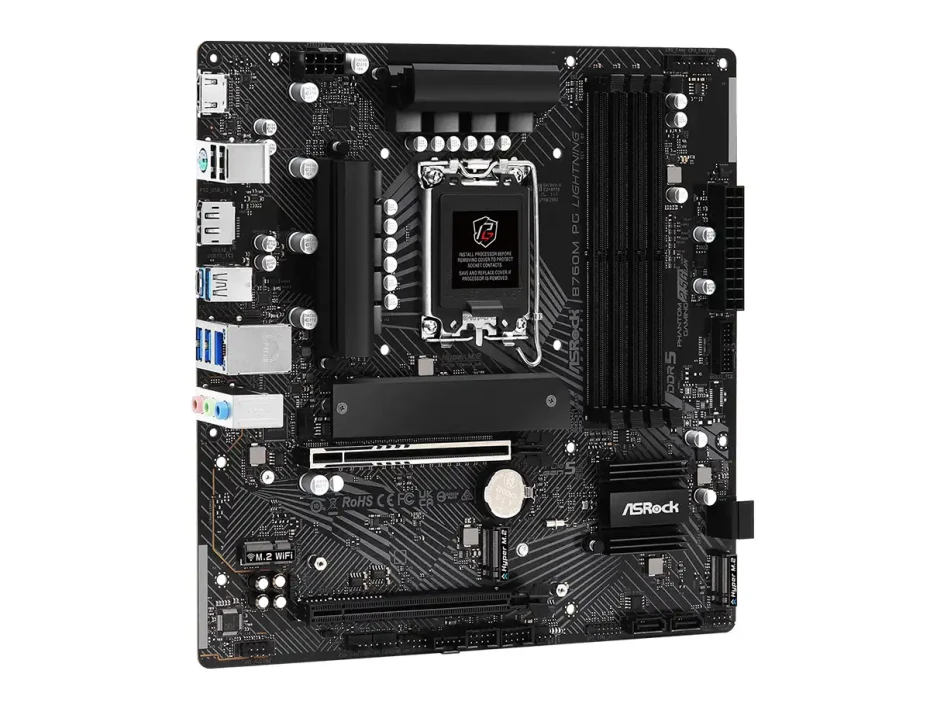 Placa Madre Asrock B760m Pg Lightning (90-mxbm20-a0uayz) Socket Lga 1700, Ram Ddr5 Buss 7200(oc) Mhz, 14va, 13va, 12va Gen