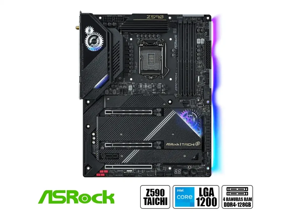 Placa Madre Asrock Z590 Taichi (90-mxbes0-a0uayz) Socket Lga 1200, Ram Ddr4 Buss 5000oc Mhz, 11va, 10ma Gen, Rgb, Wifi 6e