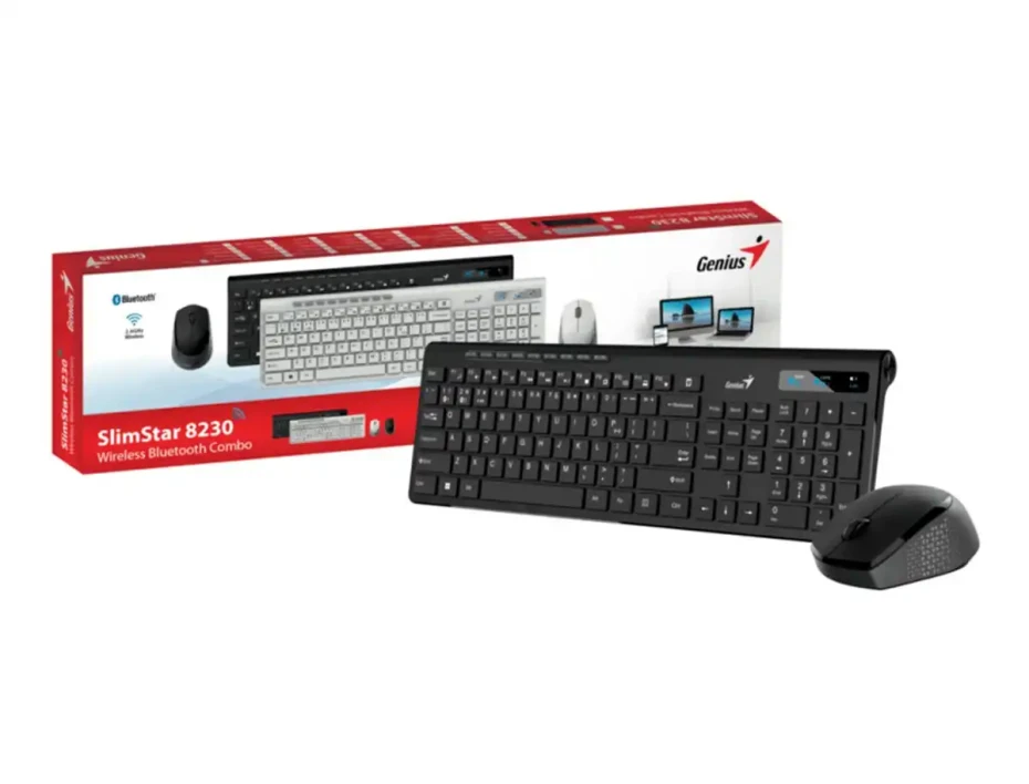 Combo 2 En Uno Genius Inalambrico Slimstar 8230 (31340015407) Teclado, Mouse, Bt, Multimedia, Negro