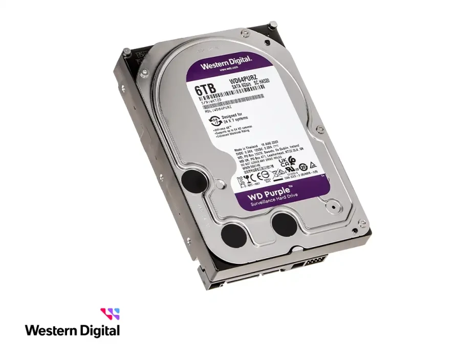 Disco Duro Western Digital 6tb (wd64purz) Cache 256mb, 5400 Rpm, 3.5", Sata 6, Para Video Vigilancia, Purpura