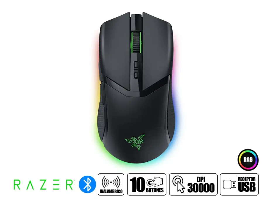 Mouse Inalambrico Razer Cobra Pro (rz01-04660100-r3u1) 30.000 Dpi, 10 Botones, Receptor Usb, Usb C, Bt, Rgb, Negro