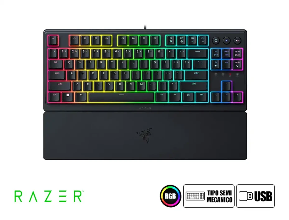 Teclado Gamer Razer Ornata V3 Tenkeyless (rz03-04880200-r3u1) Semi Mecanico, Led Rgb, Negro