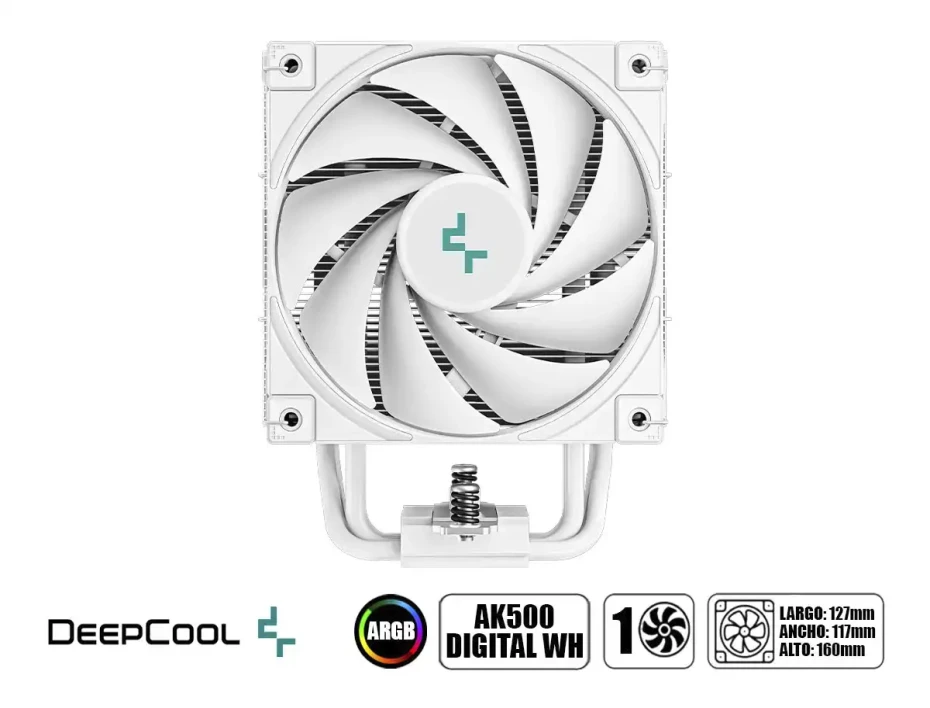 Cooler Para Procesador Deepcool Ak500 Digital Wh (r-ak500-whadmn-g) 1 Ventilador, 120 Mm, Blanco