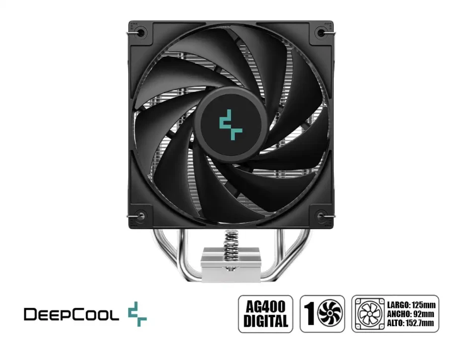 Cooler Para Procesador Deepcool Ag400 Digital (r-ag400-bkndmn-g-1) 1 Ventilador, 120mm