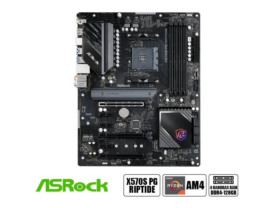 Placa Madre Asrock X570s Pg Riptide Am4 | (90-mxbhx0-a0uayz) 4 Slot