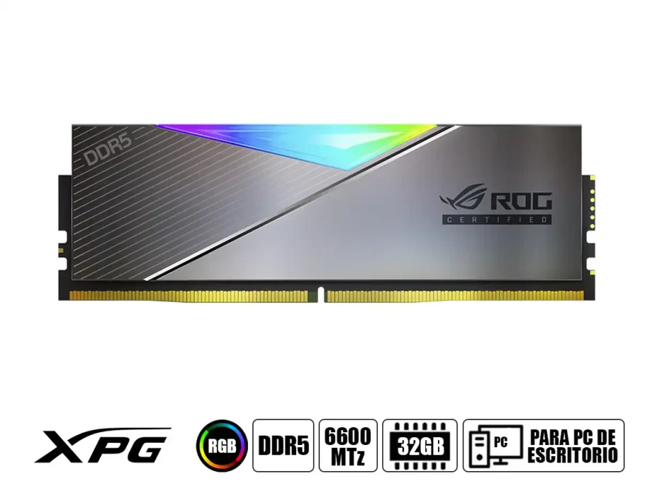 Memoria Ram Xpg Ddr5 32gb (16gbx2) Lancer Rog (ax5u6600c3216g-dclarrog) 6600 Mt/s, Rgb