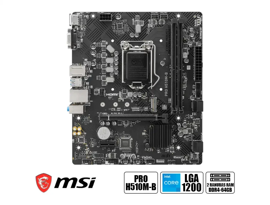 Placa Madre Msi H510m-b Pro (h510m Pro-b) Socket Lga 1200, Ram Ddr4 Buss 2933mhz, 10ma Gen