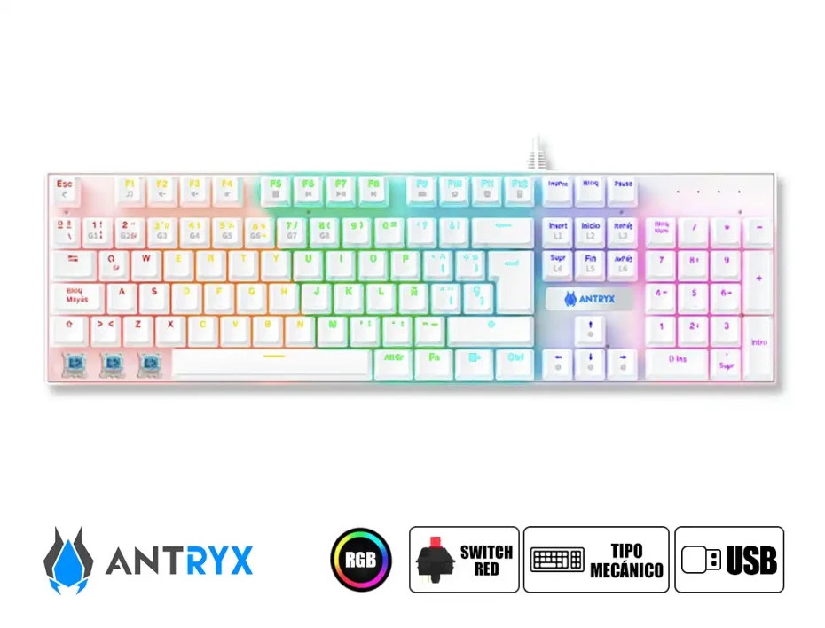 Combo 2 En Uno Antryx Chrome Storm Gc-3100 (agc-3100wre-sp) Teclado, Led Rgb, Mouse 8 Botones, 7200 Dpi