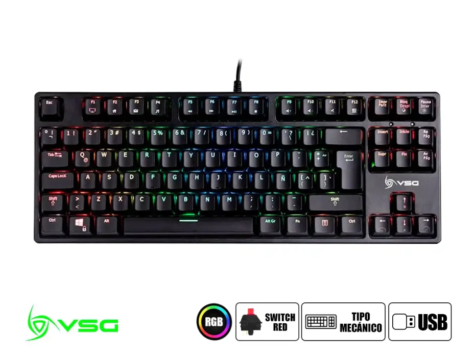 Teclado Gamer Vsg Alnitak (vg-km982-blk-red) Mecanico, Switch Red, Led Rgb, Negro