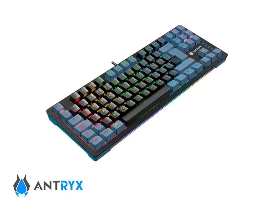 Teclado Gamer Antryx Tkl Mk-840l (amk-cs840lkgre-sp) Mecanico, Switch Red, Led Rgb, Negro Y Gris