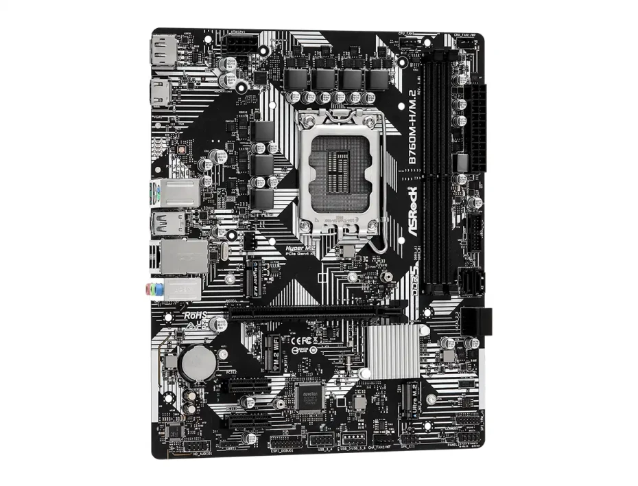 Placa Madre Asrock B760m-h/m.2 (90-mxbm40-a0uayz) Socket Lga 1700, Ram Ddr5 Buss 7200oc Mhz, 14va, 13va, 12va Gen