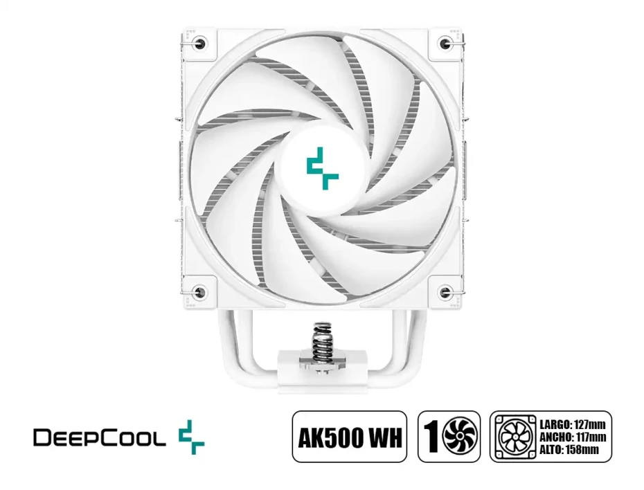 Cooler Para Procesador Deepcool Ak500 Wh (r-ak500-whnnmt-g) 1 Ventilador, 120 Mm, Blanco