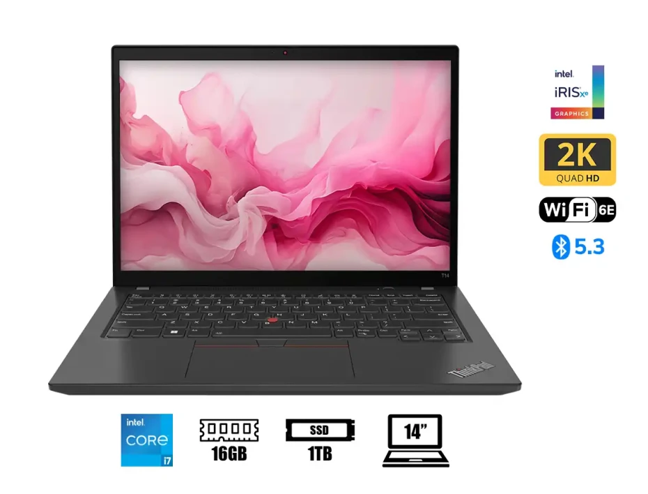 Laptop Lenovo Core I7-1355u Thinkpad T14 Gen 4 (21he0010lm) Pantalla 14" 2.2k (2240x1400), Ram 16gb, Ssd 1tb, Win11 Pro, 13gen.