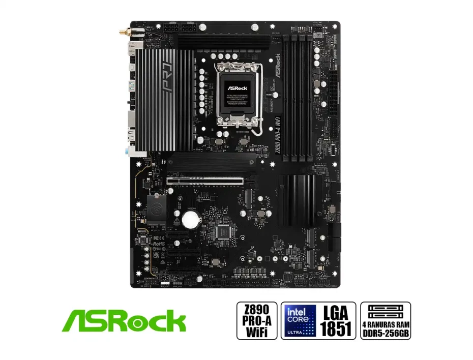 Placa Madre Asrock Z890 Pro-a Wifi (z890 P Pro-a Wifi) Socket Lga 1851, Ram Ddr5 Buss 9066oc Mhz, 14va, 13va, 12va Gen, Wifi 6e