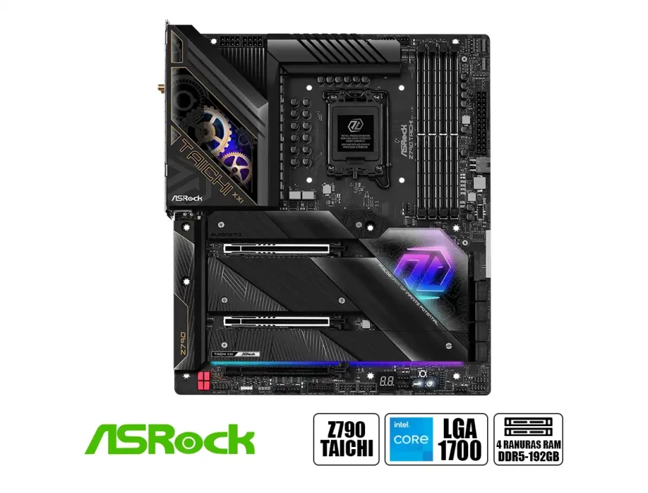 Placa Madre Asrock Z790 Taichi (90-z790 Taichi-d5) Socket Lga 1700, Ram Ddr5 Buss 7200oc Mhz, 14va, 13va, 12va Gen, Rgb, Wifi 6e