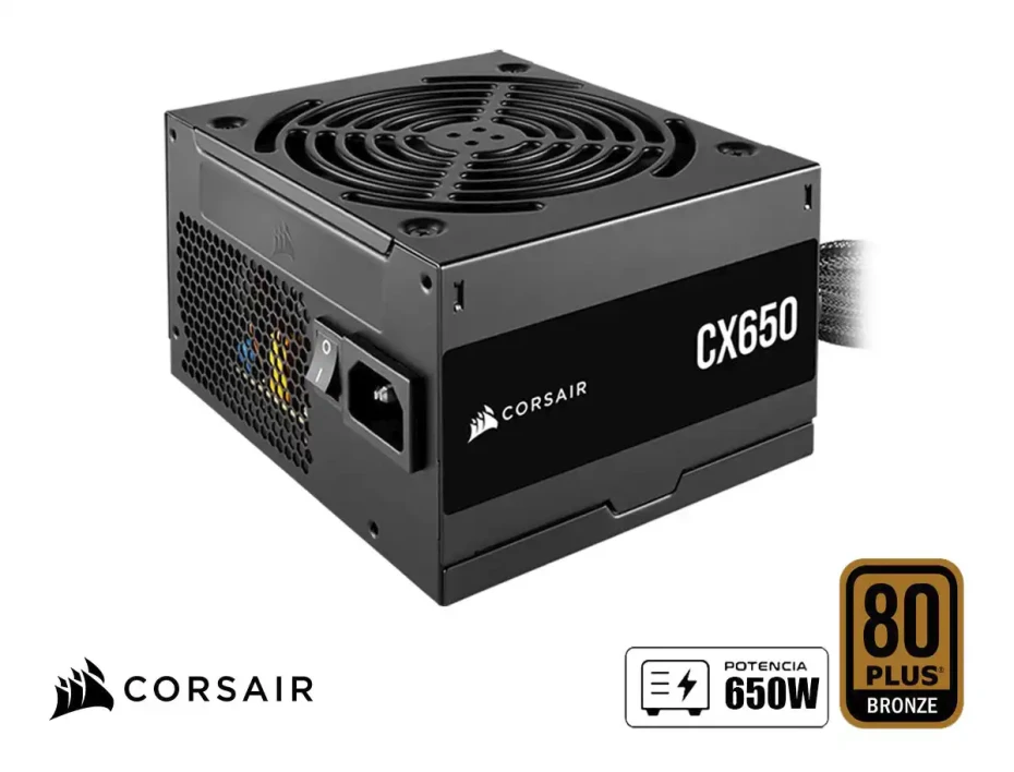 Fuente Corsair 650w Cx650 (cp-9020278-na) Atx, 80 Plus Bronze, No Modular, Negro