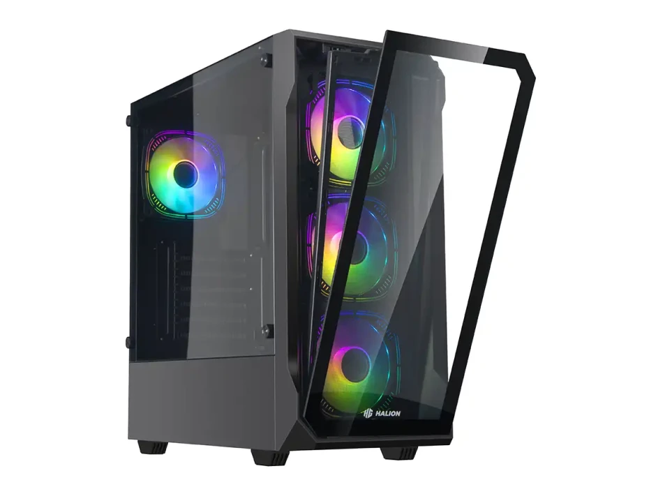 Case Halion Infinity 415 600w (infinity-415) Panel De Vidrio, 4 Ventiladores, Argb