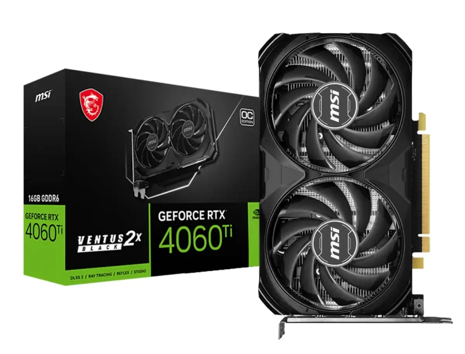 Tarjeta De Video Msi Rtx 4060 Ti Ventus 2x Black Oc 16gb (912-v517-062) Geforce Nvidia 128 Bits, 2 Ventiladores