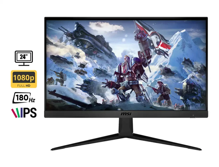 Monitor Msi 24 Pulgadas (g2412f) Gaming, Fhd, Ips, 180hz, 1ms Displayport, 2 Hdmi