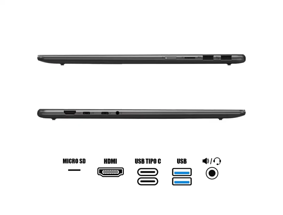 Laptop Lenovo Yoga Core Ultra 7 Slim 2 En 1 16iml9 (83-7slim 2 En 1,16iml9) Pantalla 16" Wuxga Oled, Ram 16gb, Ssd 1tb, Intel Graphics, Win11, Grey