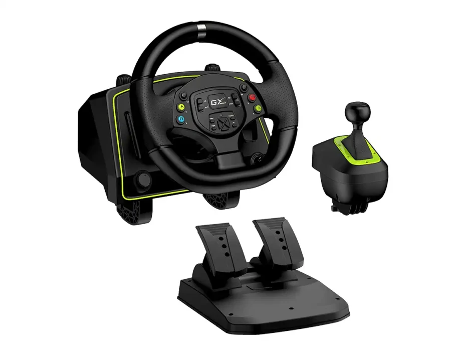 Volante Con Pedal Genius Gx Speed Master X2 Dual Motor Vibration 1080° Rotacion, Pedales + Palanca (31620002400)