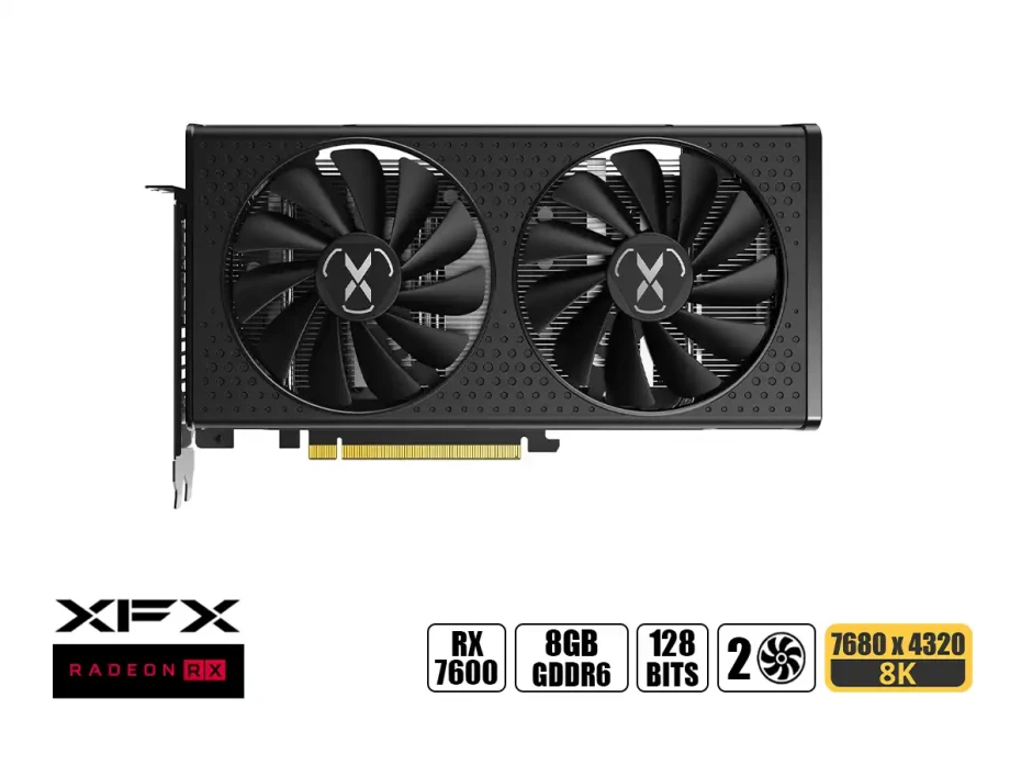 Tarjeta De Video Xfx Rx 7600 Speedster Swft 210 8gb Gddr6 (rx-76pswftfy) Radeon 128 Bits, 2 Ventiladores