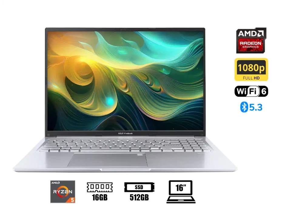 Laptop Asus Ryzen 5 7430u Vivobook 16 M1605ya-mb582 (90nb10r1-m00wy0) Pantalla 16" 16wuxga, Ram 16gb, Ssd 512gb,esp. , Windows Free