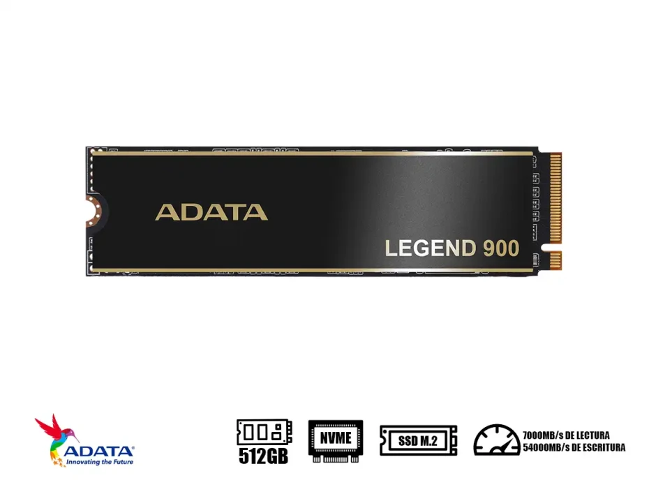 Unidad De Almacenamiento Ssd M.2 Pcie Adata 512gb Nvme Legend 900, 2280 (sleg-900-512gcs) Hasta 6200mb/s De Lectura