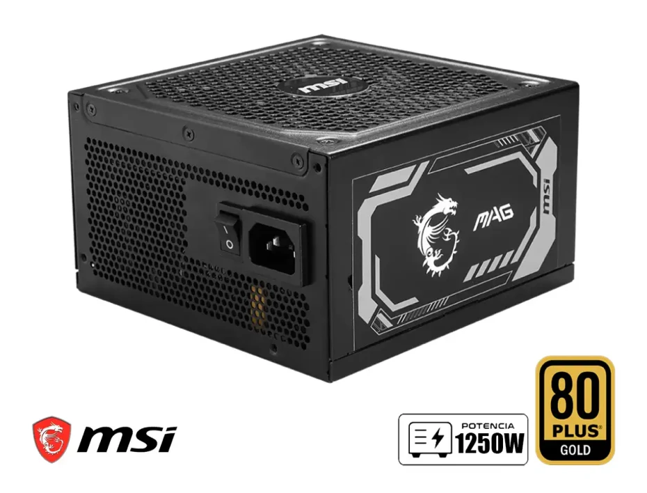 Fuente De Poder Msi  Mag-a1250gl (mag-a1250gl-pcie5) Atx, 80 Plus Gold, Modular, Negro