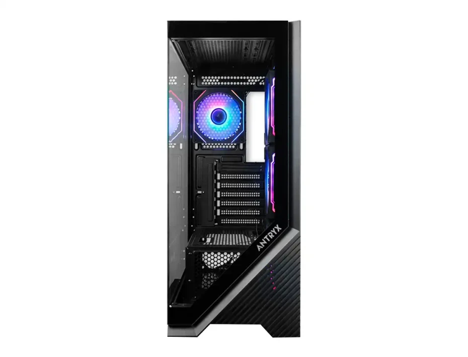 Case Antryx Fx650 Black Gaming S/fuente (ac-fx650k) Paneles De Vidrio, 4 Ventiladores, Led Argb, Negro Usb Arriba