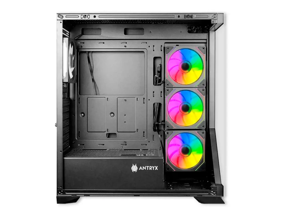 Case Antryx Fx650 Black Gaming S/fuente (ac-fx650k) Paneles De Vidrio, 4 Ventiladores, Led Argb, Negro Usb Arriba