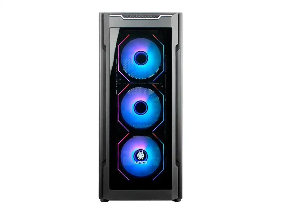 Case Antryx Rx-560 Black S/fuente (ac-rx560k) Panel De Vidrio, 3 Ventiladores, Led Argb, Negro