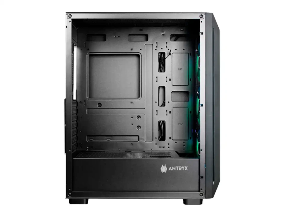 Case Antryx Rx-560 Black S/fuente (ac-rx560k) Panel De Vidrio, 3 Ventiladores, Led Argb, Negro