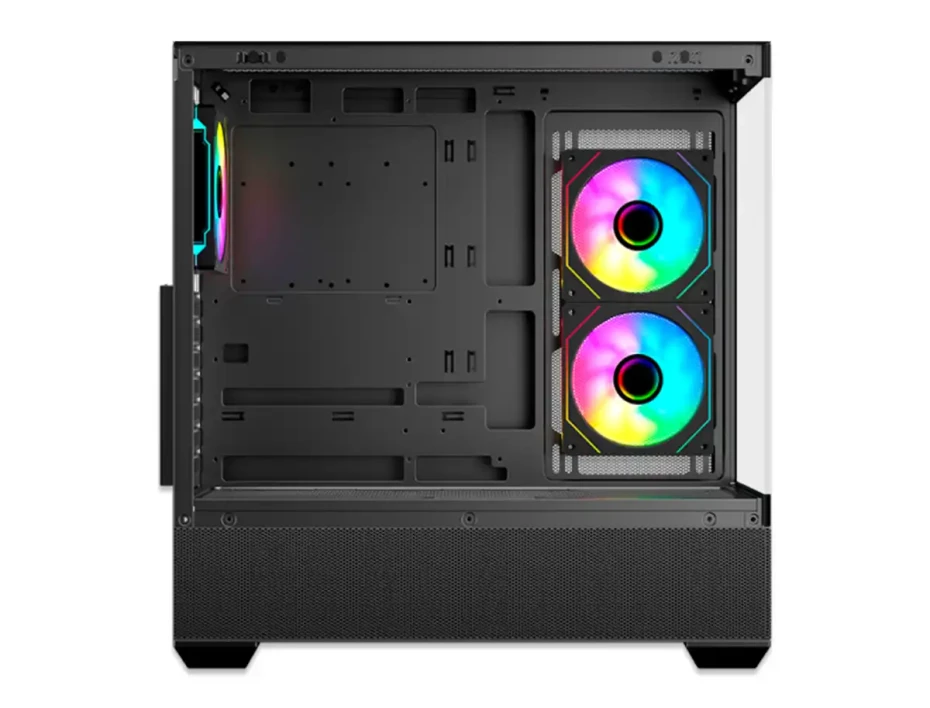 Case Antryx Fx-740 Gaming S/fuente (ac-fx740k) Paneles De Vidrio, 3 Ventiladores, Led Argb, Negro