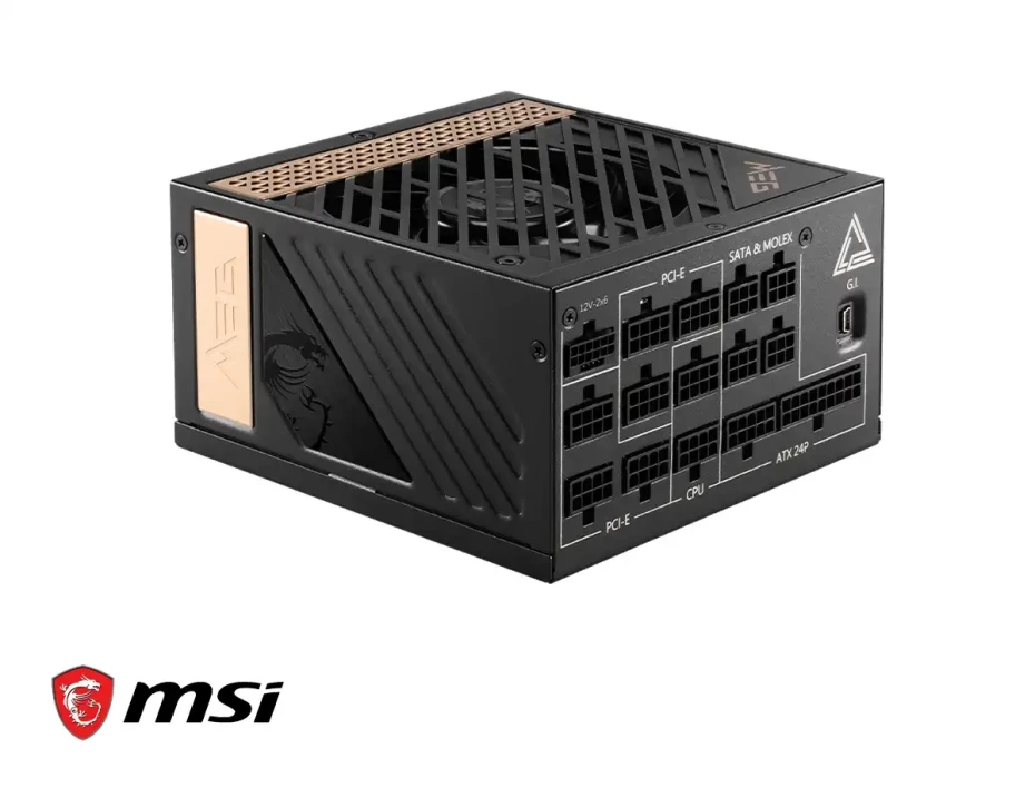 Fuente De Poder Msi 1300w Meg Ai  (meg Ai1300p Pcie5) Atx, 80 Platinum, Pcie 5, Modular, Negro