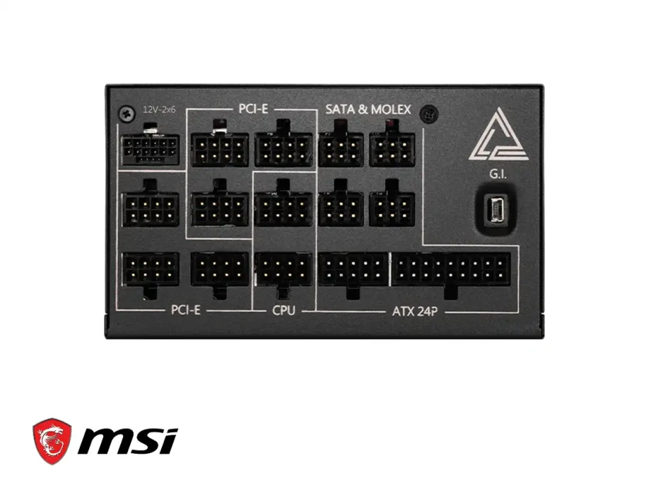 Fuente De Poder Msi 1300w Meg Ai  (meg Ai1300p Pcie5) Atx, 80 Platinum, Pcie 5, Modular, Negro