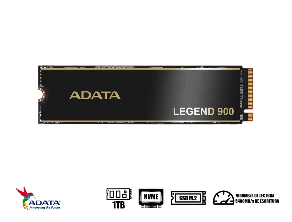 Unidad De Almacenamiento Ssd M.2 Pcie Adata 1tb Nvme Legend 900, 2280 (sleg-900-1tcs) Hasta 7000mb/s De Lectura Con Discipador