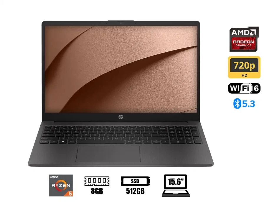 Laptop Hp Ryzen 5-7520u 255 G10 (a12hblt) Pantalla 15.6", Ram 8gb, Ssd M.2 512, Free Dos