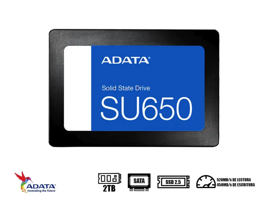 Unidad De Almacenamiento Ssd Sata 2.5 Adata 2tb Su650 (advasu650ss-2tt-r) 520mb/s