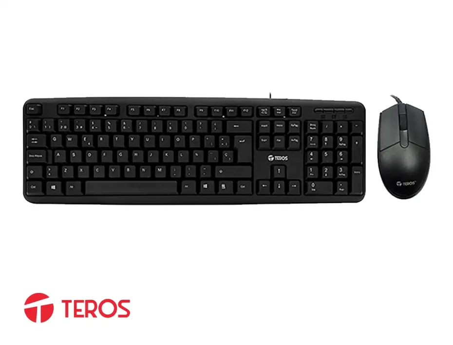 Combo 2 En Uno Teros  Teclado Estandar, Mouse 2 Botones Sensor Hasta Interfaz Usb, Color Negro (te-4062n)