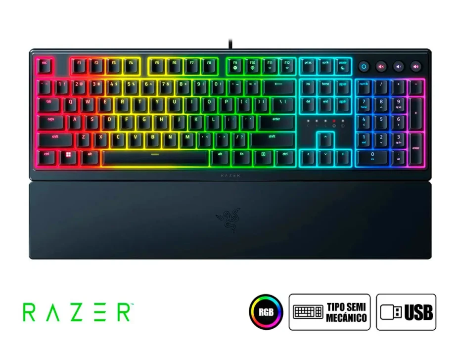 Teclado Gamer Razer Ornata V3 (rz03-04461100-r311) Semi Mecanico, Led Rgb, Negro