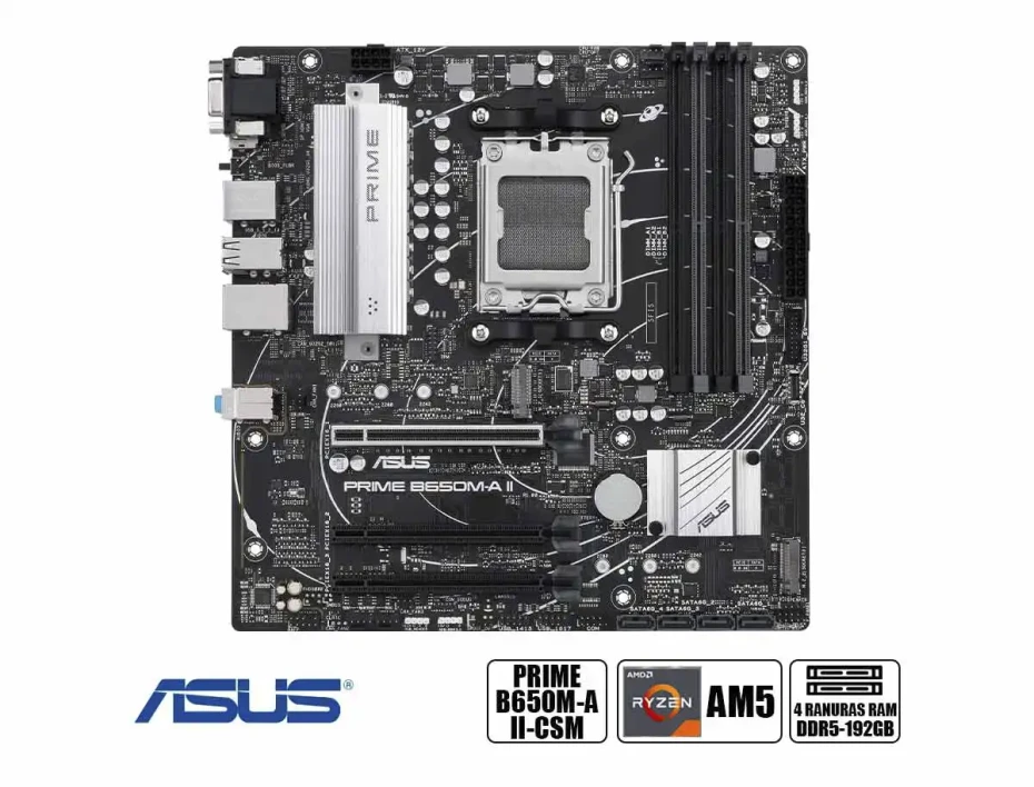 Placa Madre Asus Prime B650m-a Ii-csm (9080-b650m-a Ii Svl) Socket Am5, Ram Ddr5 Buss 7600oc Mhz