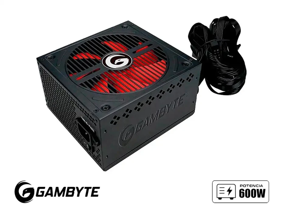 Fuente De Poder Gambyte 600w Gn600 (gi-gn600-r Ver.2.0) Atx, Basic, Oem, No Modular, Negro