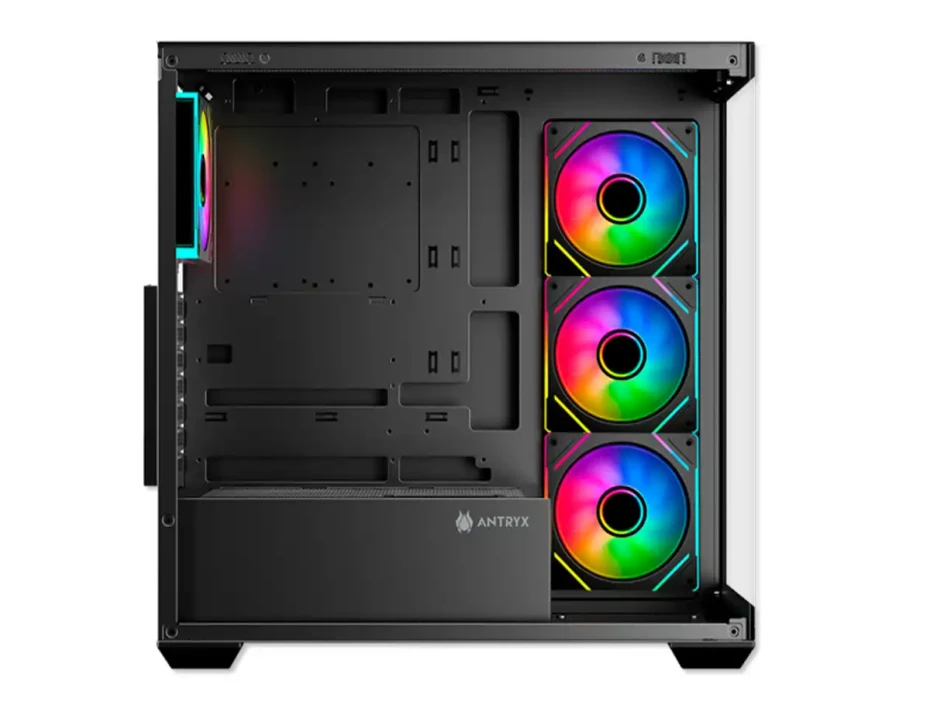 Case Antryx Fx-750 Black Gaming S/fuente (ac-fx750k) Paneles De Vidrio, 4 Ventiladores, Led Argb, Negro