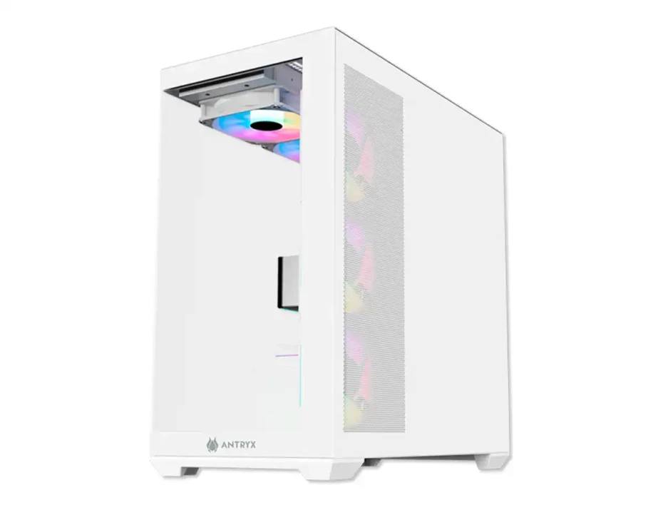 Case Antryx Fx-750 White Gaming S/fuente (ac-fx750w) Paneles De Vidrio, 4 Ventiladores, Led Argb, Blanco