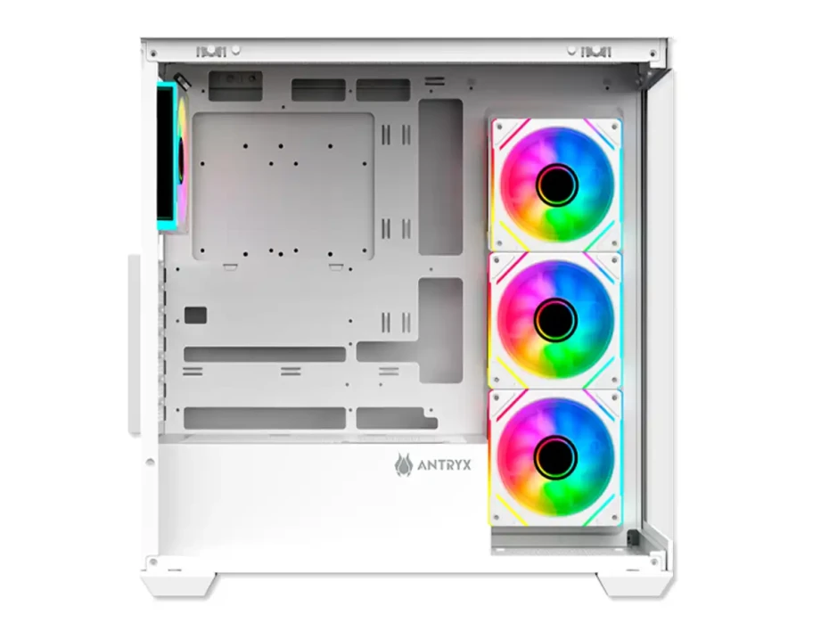 Case Antryx Fx-750 White Gaming S/fuente (ac-fx750w) Paneles De Vidrio, 4 Ventiladores, Led Argb, Blanco