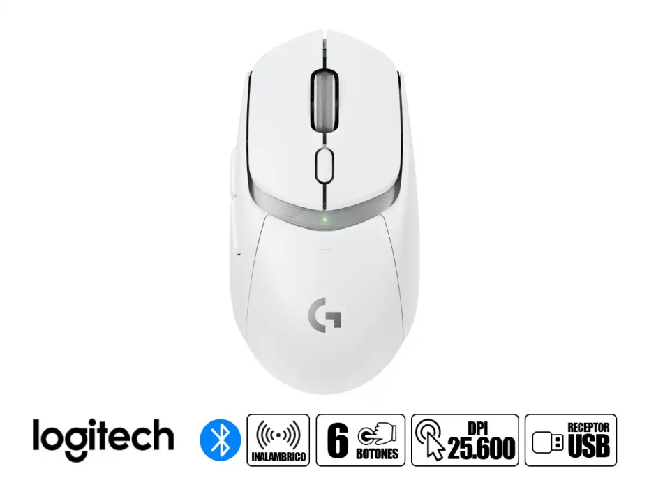 Mouse Inalambrico Logitech G309 Gaming (910-007205) Hasta 25.600 Dpi, Receptor Usb, Bt, Blanco